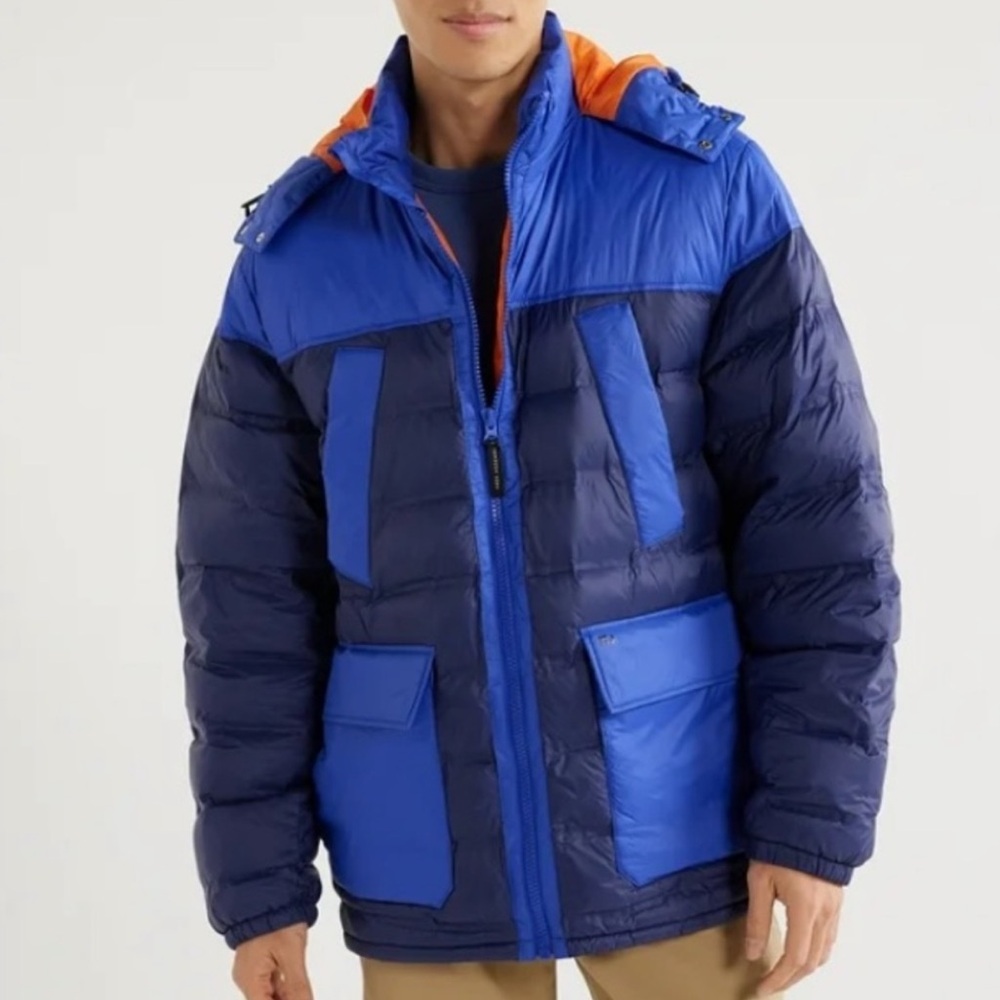 Free Assembly Navy Blue Colorblock Puffer Jacket Size L